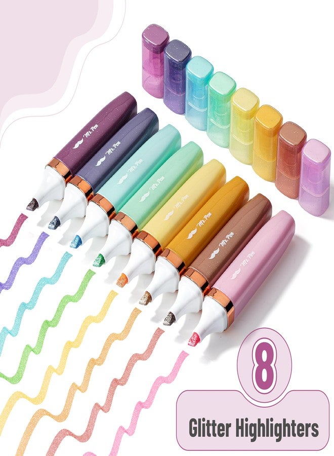 Mr. Pen- Highlighter, Glitter Highlighter, 8 pcs, Assorted color Highlighter, Cute Highlighters, Assorted Highlighters - Image 2