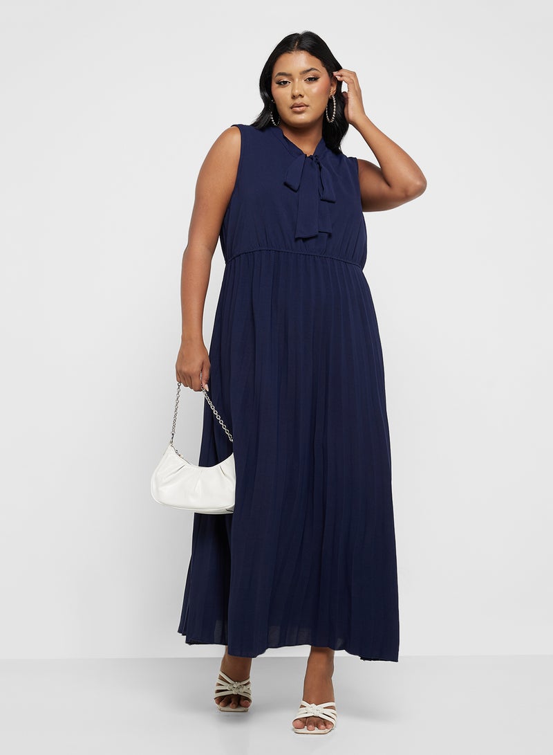 Ella Plus Pleated Bow Maxi Dress - Image 1