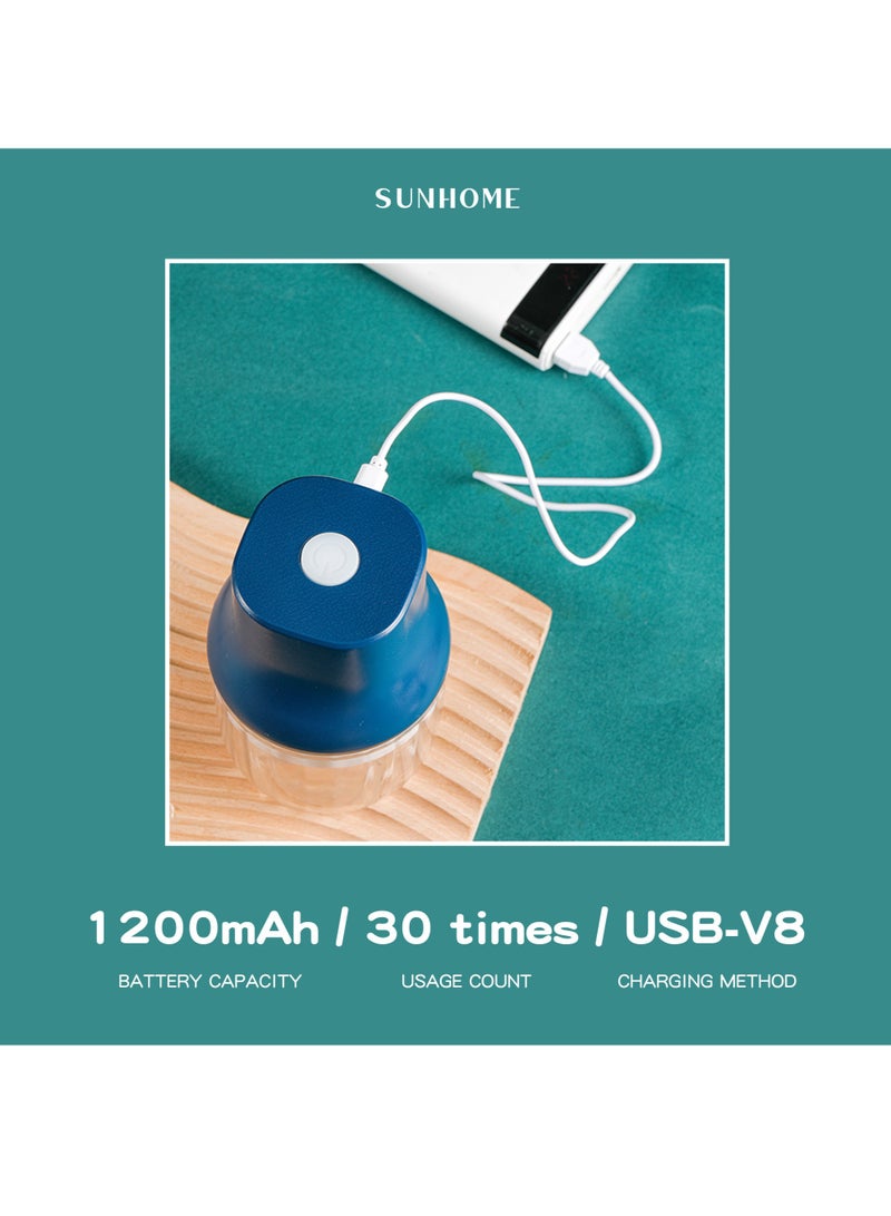 Sunhome 2-in-1 Electric Chopper Mixer Grinder 150ml+300ml 45W SH-188B Blue/Clear  - Image 2