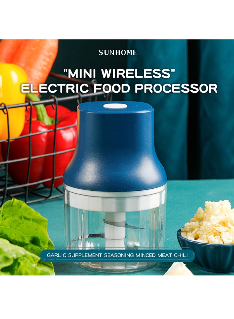 Sunhome 2-in-1 Electric Chopper Mixer Grinder 150ml+300ml 45W SH-188B Blue/Clear  - Image 3