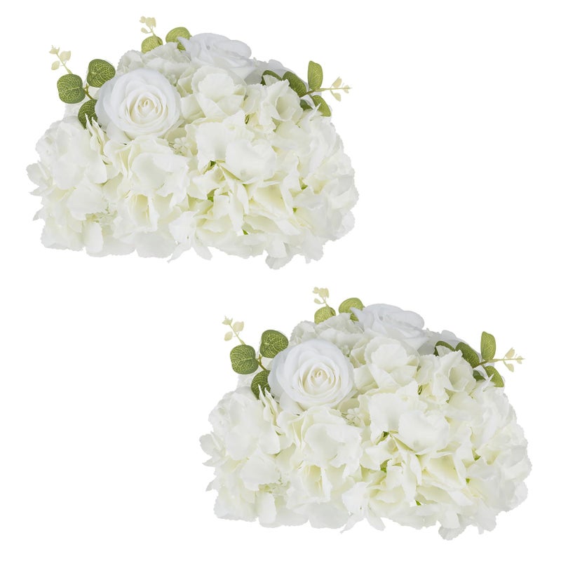 NUPTIO Flower Ball Arrangement Bouquet: 2 Pcs 11.8 inch Diameter White Rose Fake Flowers Balls for Wedding Centerpiece Decorations Artificial Flower Centerpieces for Tables - Image 1