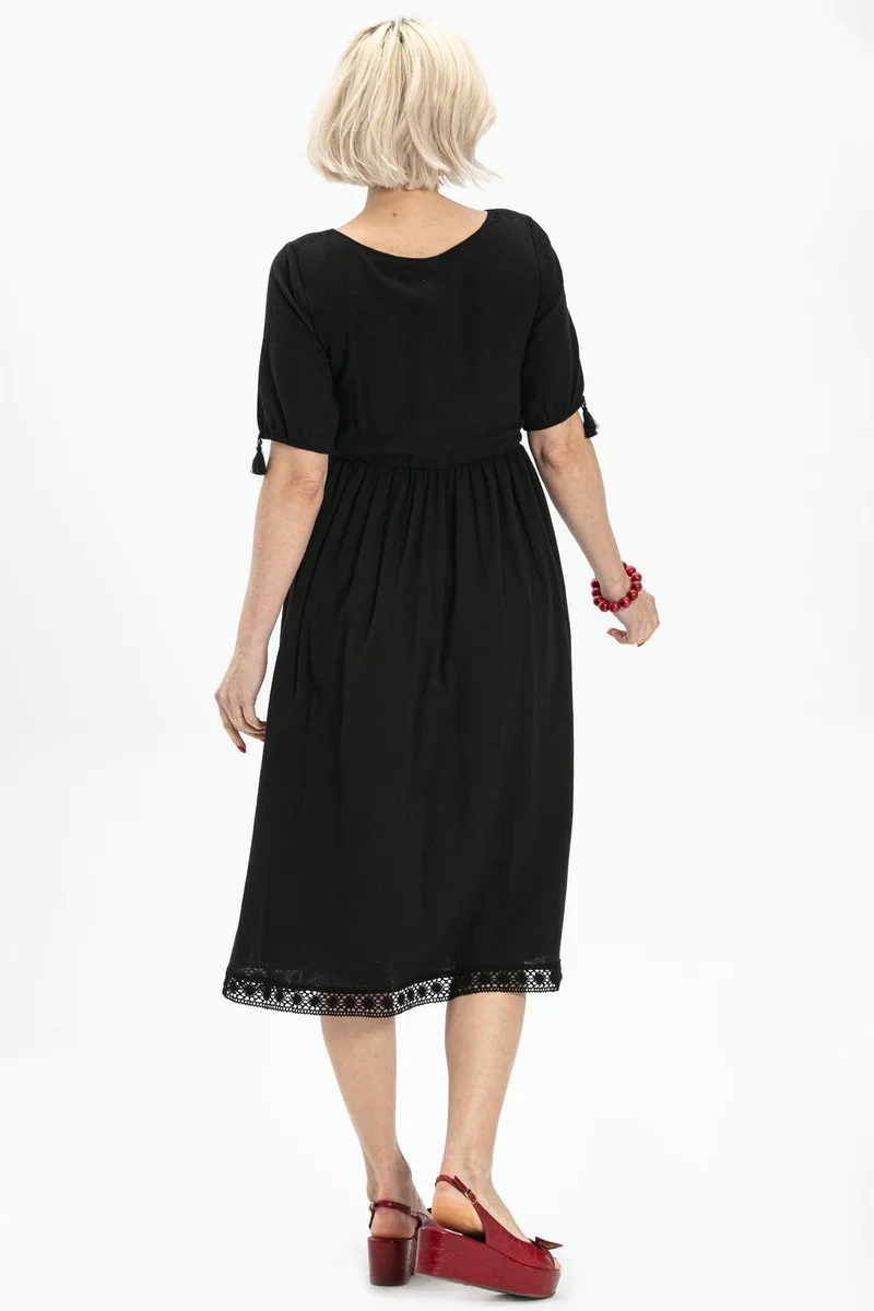 Eliş Şile Bezi Floral Embroidered Midi Dress