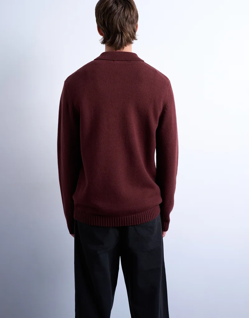 TOPMAN Oversize Fit Twist Revere Polo In Black