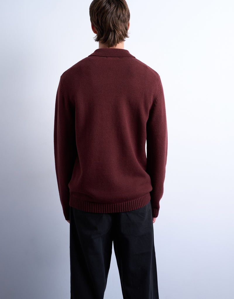 TOPMAN Oversize Fit Twist Revere Polo In Black - Image 2