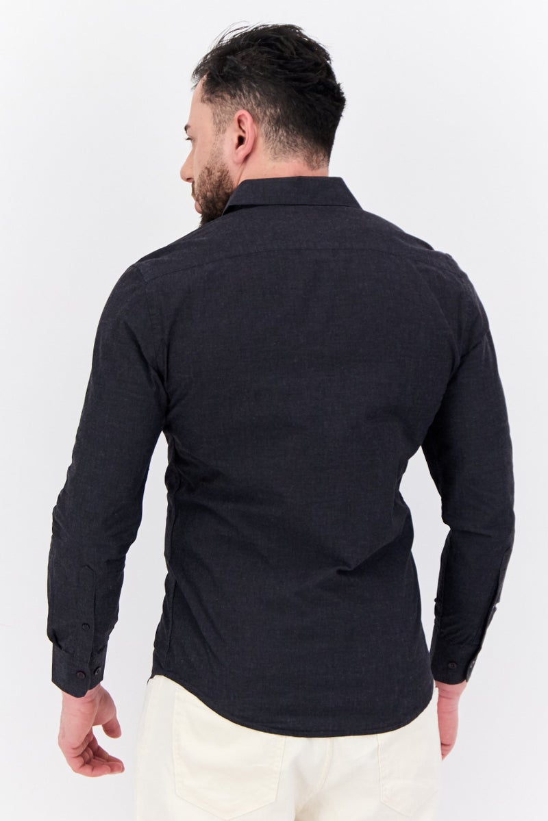 Algspar قميص رجالي عادي بأكمام طويلة بلون رمادي داكن - Image 3