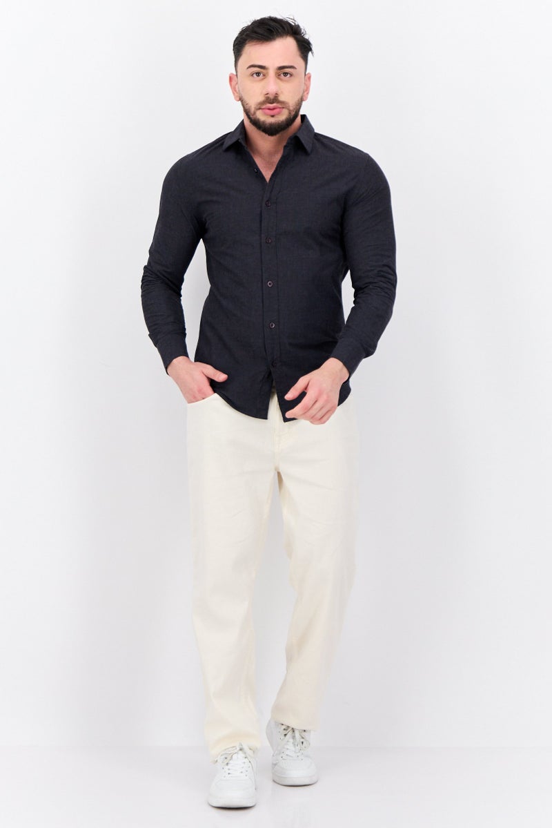 Algspar قميص رجالي عادي بأكمام طويلة بلون رمادي داكن - Image 4