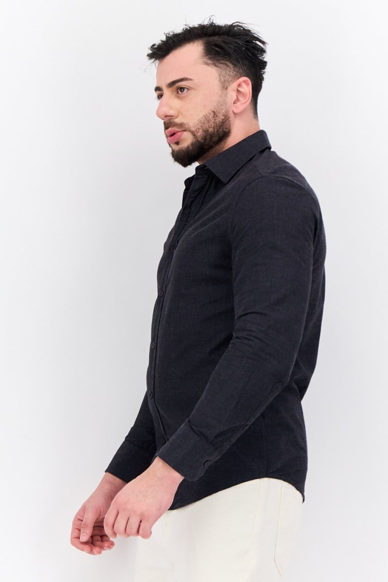 Algspar قميص رجالي عادي بأكمام طويلة بلون رمادي داكن - Image 2
