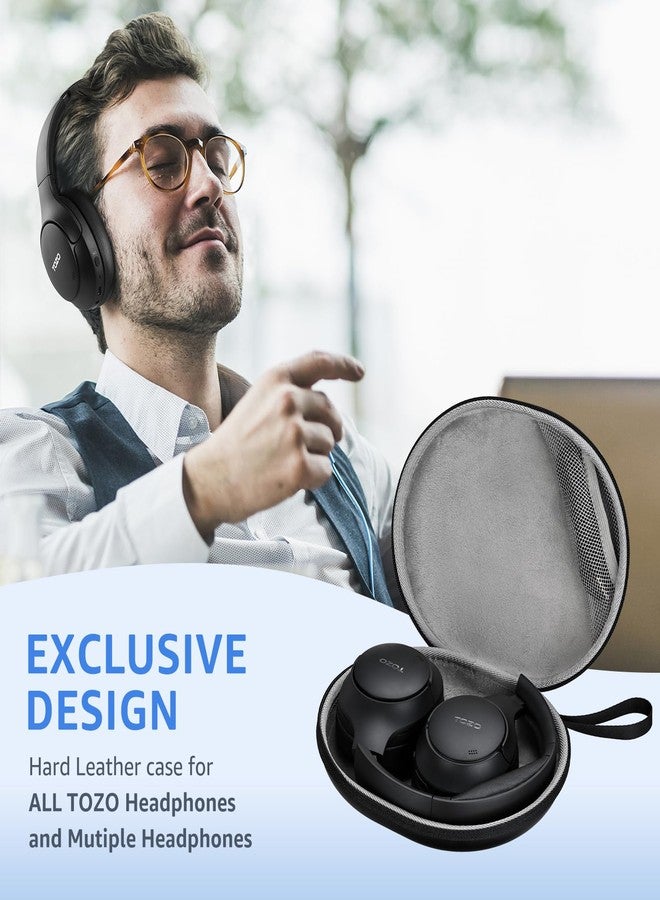 TOZO غطاء حقيبة سماعات TOZO لسماعات Soundcore Life Q20 TOZO HT3 HT2 HA1 HT1 اللاسلكية، مقاوم للخدوش، مقاوم للماء والغبار، جيب للكابل، حقيبة تخزين من الجلد الصناعي، حقيبة فقط، أسود - Image 5