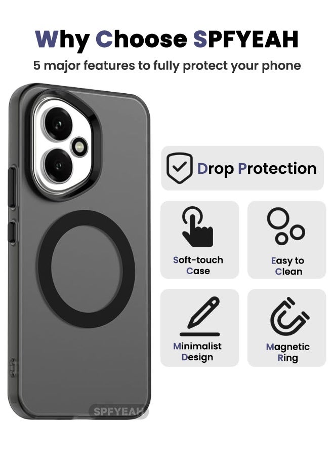 SPFYEAH [2-in-1] Honor 400 Case with HD Tempered Glass Screen Protector, [Anti-Drop Shockproof][Anti-Slip][No Yellowing][Skin Friendly] Slim Hard Frosted Case for Honor 400 5G 6.55 inch, Black - Image 3