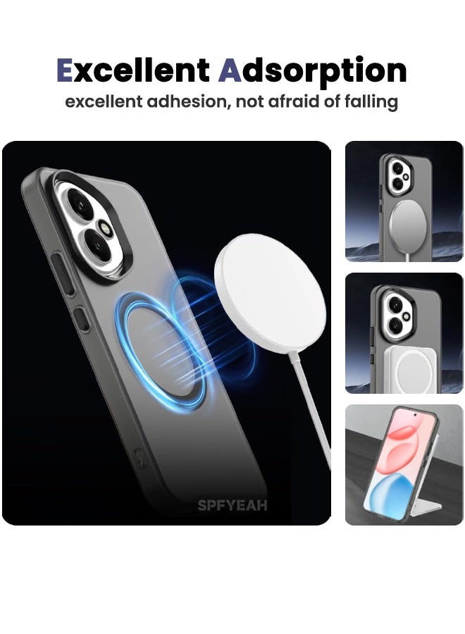 SPFYEAH [2-in-1] Honor 400 Case with HD Tempered Glass Screen Protector, [Anti-Drop Shockproof][Anti-Slip][No Yellowing][Skin Friendly] Slim Hard Frosted Case for Honor 400 5G 6.55 inch, Black - Image 4