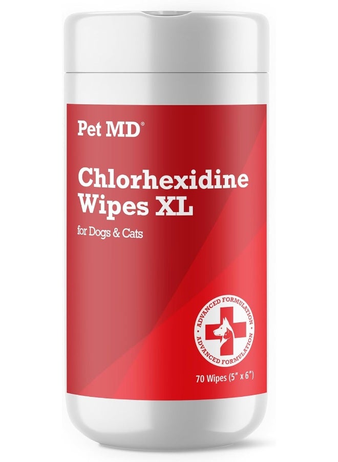 Pet MD مناديل بيت إم دي كلورهيكسيدين XL للكلاب والقطط - Image 1