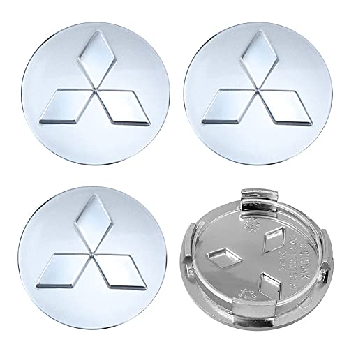 Thcbme 4PCS Wheel Center Caps for Mitsubishi Eclipse Spyder Pajero Sport Endeavor, 60mm/2.36" Car Wheel Hub Caps ABS Rim Center Hub Cover (Silver) - Image 1