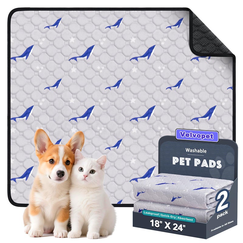 Velvopet Washable Pee Pads for Dogs 2 Pack Puppy Pads Super Absorbent Leakproof with AntiSlip Bottom for Dog Training Crates Car Pet Pee Pads and Furniture Protection18x24 - Image 2