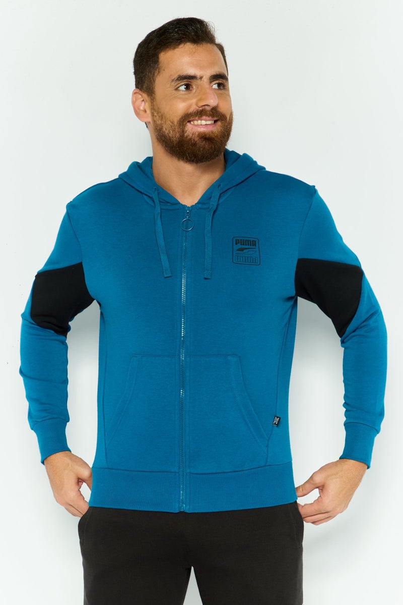 PUMA ملابس رياضية للرجال بأكمام طويلة مناسبة، سويت شيرت خارجي، أزرق مائل إلى الأخضر - Image 1