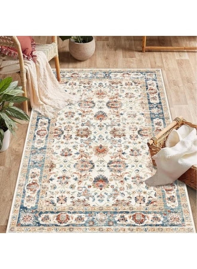 Retro Persian style living room coffee table bedroom carpet - anti slip, stain resistant, easy to clean, washable, soft and comfortable area carpet - Image 5