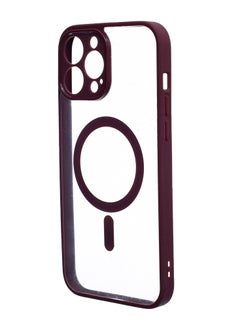 Generic Silicone Back Phone Protection Cover With Magnetic Magsafe And Safety Edges For Iphone 13 Pro Max - Transparent Wine  - Image 3