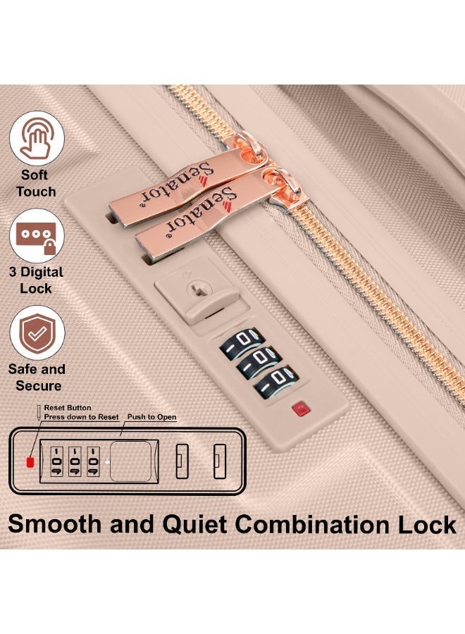 SENATOR Hard Case Luggage Trolley For Unisex ABS Lightweight Travel Bag 4 Double Wheeled Suitcase With Built In TSA Type Lock A5125 Milk Pink - Image 5