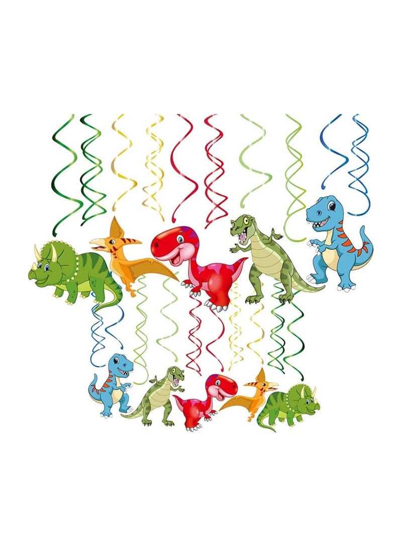SOLARAE 30PCS Watercolor Dinosaur Hanging Swirl Dinosaur Party Decorations for Boys Kids Dino Theme Birthday Party Supplies Jurassic World Hanging Spiral Garlands Ceiling Decor - Image 1