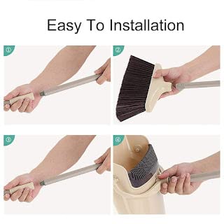 HEBEZON Broom and Dust Pan Set with Long Handle Heavy Duty Broom and Upright Standing Dustpan Combo for Indoor Outdoor Kitchen Schools Hotel Hospital Upright Household Dust Pan - Image 5