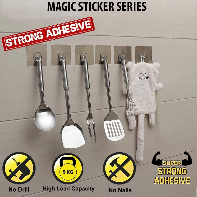 Density Collection Wall Hooks Utility Towel Bathrobe Coats,Bathroom Kitchen Waterproof and Oil Proof Nail Free Transparent Heavy Duty Wall Hook & Ceiling Hanger-8 Kg Capicity Each Hook (2) - Image 2