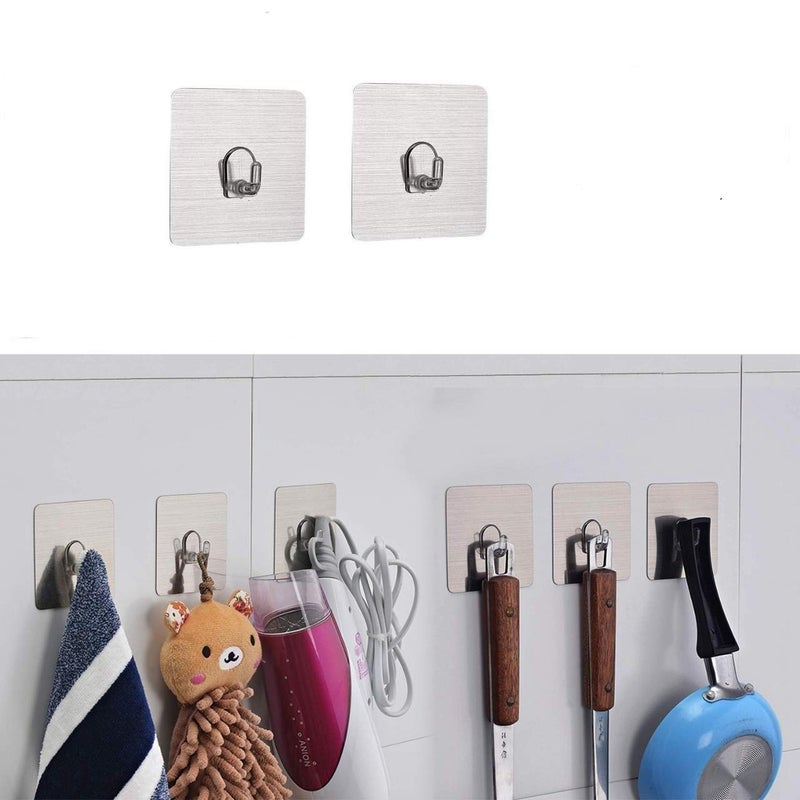 Density Collection Wall Hooks Utility Towel Bathrobe Coats,Bathroom Kitchen Waterproof and Oil Proof Nail Free Transparent Heavy Duty Wall Hook & Ceiling Hanger-8 Kg Capicity Each Hook (2) - Image 1