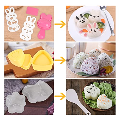 Machomby 10pcs Cute Onigiri DIY Rice Ball Molds - Animal Decorating, Triangle Shapes, Bento Sushi Maker Tool - Image 2