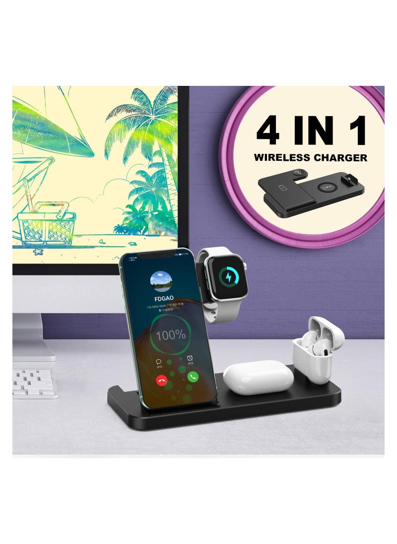 Generic - 4 in 1 Wireless Charging Stand,, Fast Charger for Apple Watch, iPhone 13/12/11/ Pro Max/Mini/11/Pro/AirPods/Samsung smart phone etc - Image 1