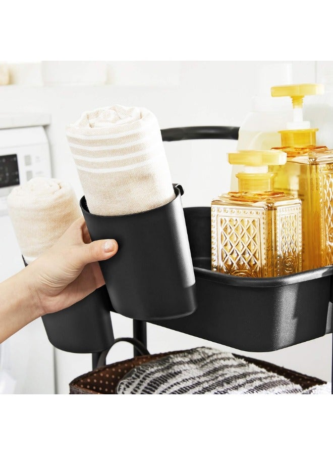 4-Tier Mesh Wire Rolling Multifunction Utility Cart Trolley With Hook