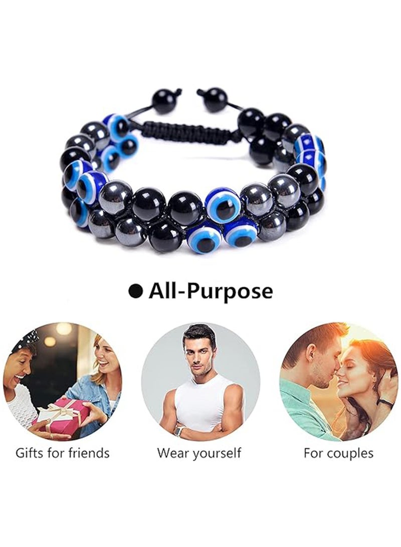 Zikra Triple Protection Bracelet for Men Women Tiger Eye and Black Obsidian 8mm Beads Bracelet Healing Bracelet Bring Luck and Prosperity Happiness 2 PCS - Image 4