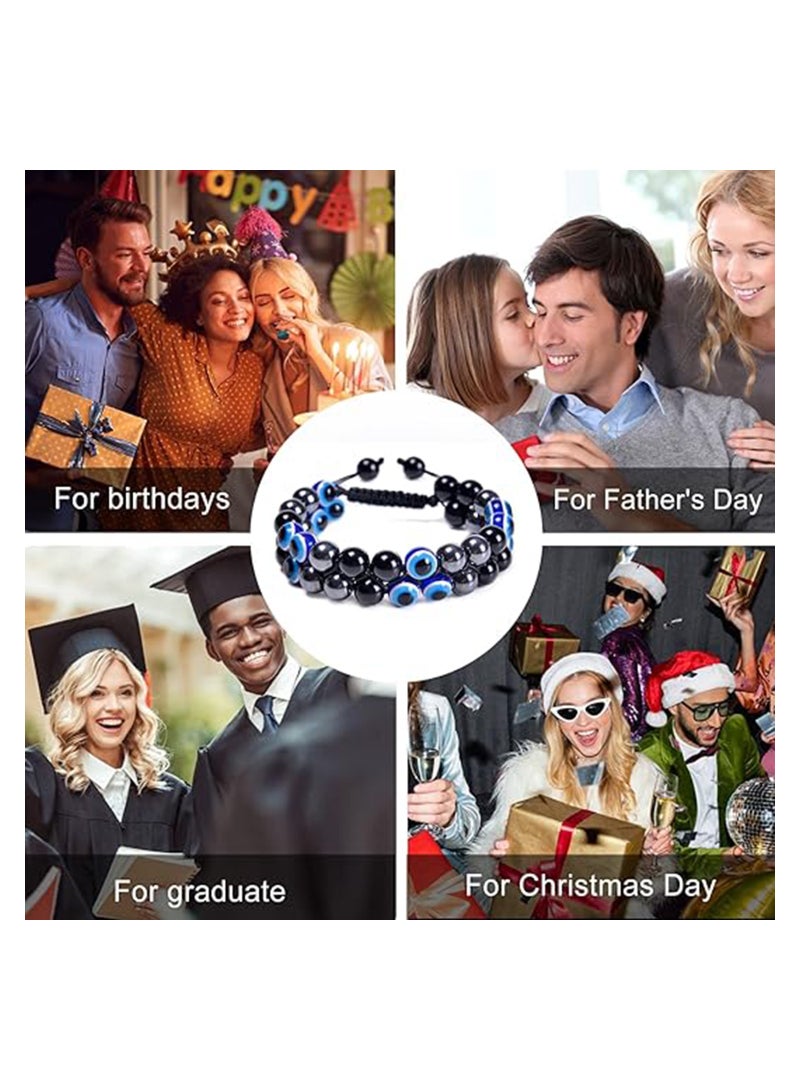 Zikra Triple Protection Bracelet for Men Women Tiger Eye and Black Obsidian 8mm Beads Bracelet Healing Bracelet Bring Luck and Prosperity Happiness 2 PCS - Image 2