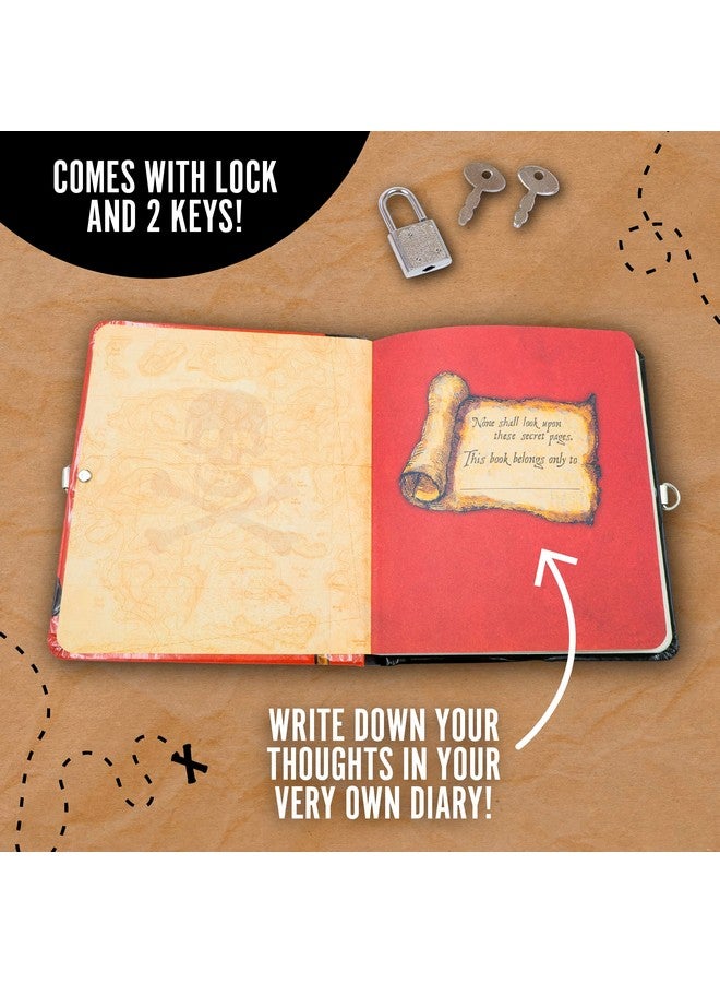 Peaceable Kingdom Pirates 6.25" Lock and Key, Lined Page Diary for Kids - Image 3