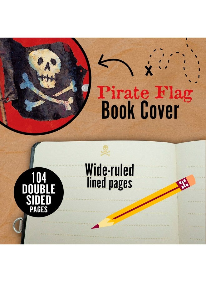 Peaceable Kingdom Pirates 6.25" Lock and Key, Lined Page Diary for Kids - Image 4