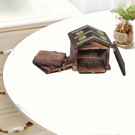 Jon arts works Wooden Tea Coasters Set Wooden Tea Coasters Coffe Coaster Tea Coasters Set for Dining Table Cups Beer Cans Bar Tumblers and Water Glass Coaster Set - Image 3