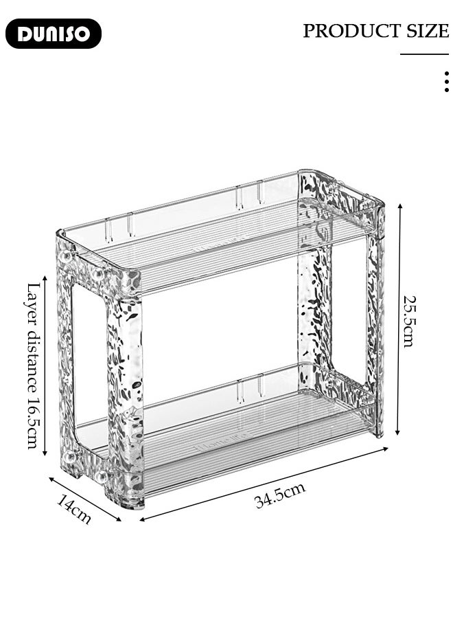 DUNISO Transparent Display Riser Shelf , Bathroom Organizer Countertop Storage Clear 2 Tier Corner Shelf, Rack Stand for Jewelry, Makeup, Sunglasses  - Image 2