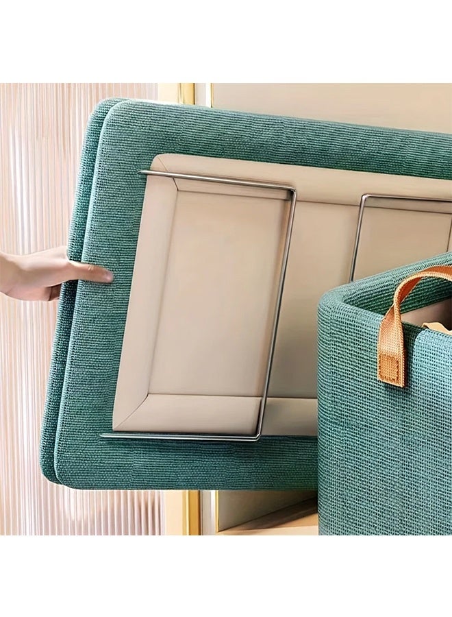 رولستيمي طوي خزانة تخزين مربع ، سلة تخزين الملابس سميكة إطار فولاذي تخزين مربع متنوعة الملابس السراويل تخزين قطعة أثرية ، الأخضر - Image 2