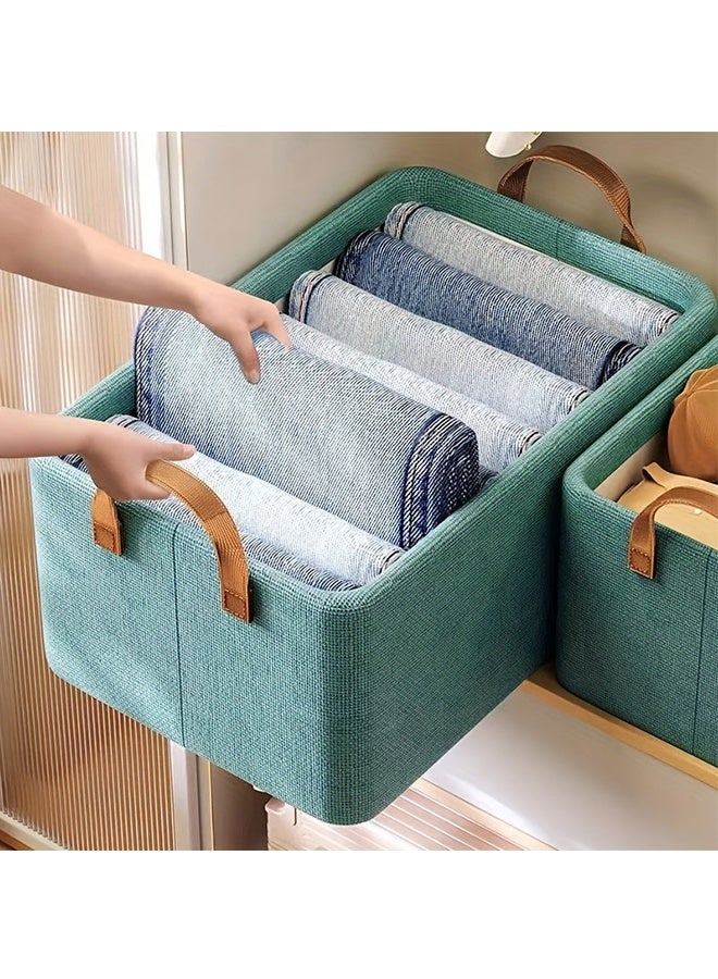 رولستيمي طوي خزانة تخزين مربع ، سلة تخزين الملابس سميكة إطار فولاذي تخزين مربع متنوعة الملابس السراويل تخزين قطعة أثرية ، الأخضر - Image 3