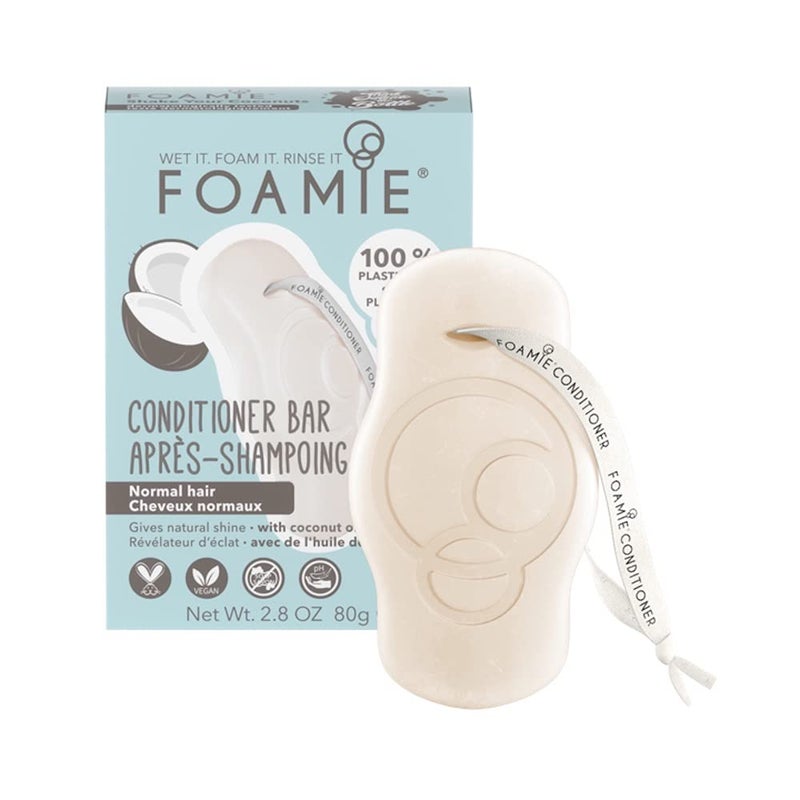 Foamie Natural Conditioner Bar for Dry, Damaged Hair - Deep Conditioning, Coconut-Based, Soap-Free, Cleans Scalp, Plastic-Free, Cruelty-Free, Paraben & Sulfate-Free