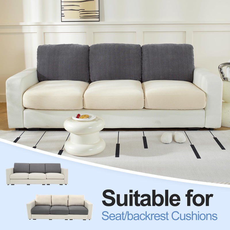 WEYOND Large Backrest Cushion Covers Super Stretch Back Covers for 3 Cushion Couch Sofa, Couch Back Cushion Covers Featuring with Chenille Yarn (Softer Version, 3PC, Dark Grey) - Image 2