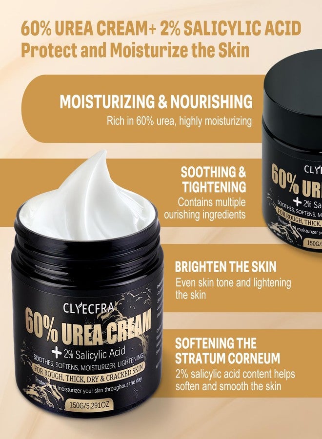 Clyecfra 60% Urea Cream with 2% Salicylic Acid, Urea Cream 60 Percent for Feet & Hands- Maximum Strength Moisturizer for Rough, Dry, Thick & Cracked Skin, Callus Remover, Deep Hydration, 150g - Image 3