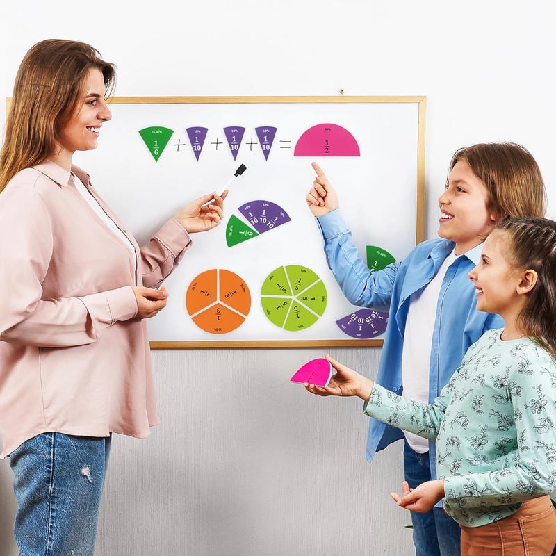 Simply magic 166 PCS Magnetic Fraction Tiles & Fraction Circles with Percentages - Fraction & Percent Strips & Bars, Fraction Manipulatives Class Set, Teaching Learning Fractions, Math Manipulatives - Image 5