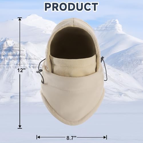 Clothclose Balaclava Ski Mask for Men, Lining Windproof Ski Face Mask for Women, Adjustable Winter Cold Weather Face Cover Beige - Image 3