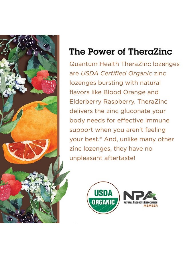 Quantum Health Therazinc Usda Organic Zinc Lozenges;Blood Orange;Immune Support Formulated With Zinc Gluconate;Fast Relief;No Aftertaste;Usda Organic;18 Count  - Image 3