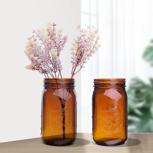 eleganttime Amber Glass Mason Jars 32 oz Wide Mouth with Airtight Lids and Bands 6 Pack Large Glass Canning Mason Jars Quart,Great for Canning Jar Pickle Fermenting Jam Jar - Image 5