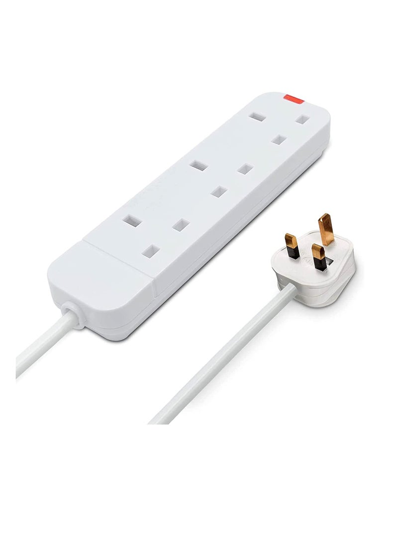 Rock Pow - 2.5 Meters Power Extension Cord with 3 Power Plugs 3 Way Power Strip Extension Lead 2.5 meter - White - Image 1