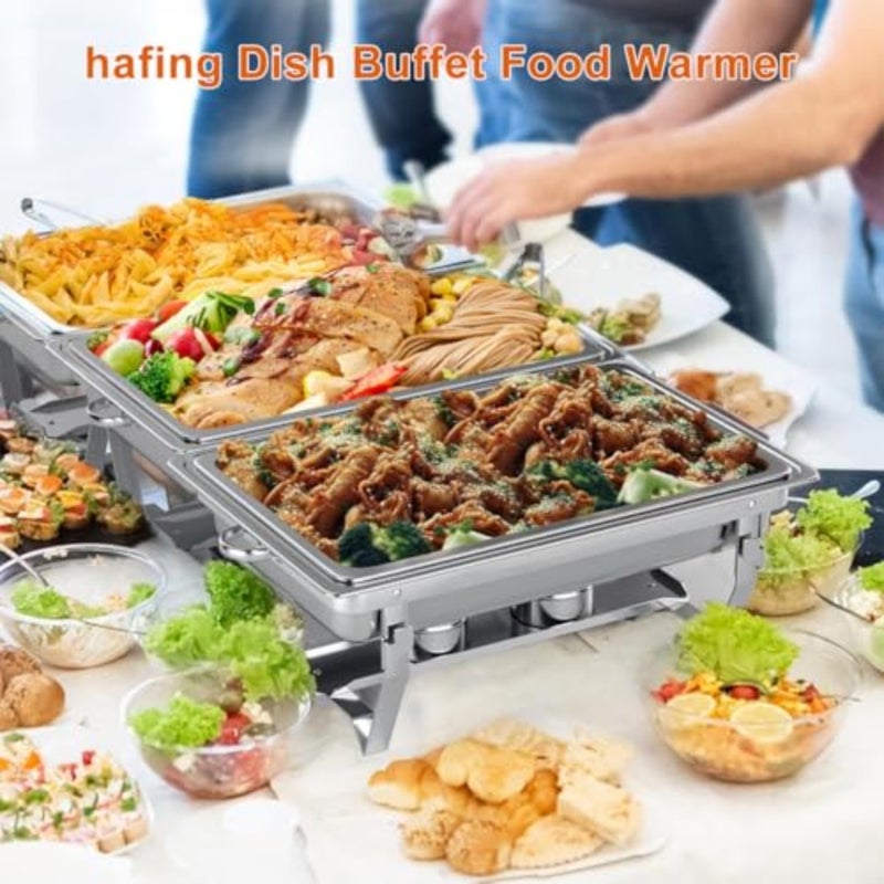 Chafing Dish Buffet Server Set 11L, Catering Serving Food Warmer Tray, Stainless Steel Serve Chafer Heater with Lid and Food Pan, Foldable Cooked Food Holding Stove for Party Restaurant Hotel Commercial - Image 2