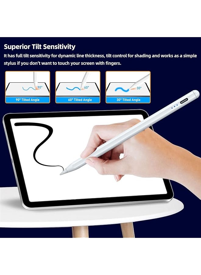 erorex Stylus Pen For Ipad 9Th And 10Th Gen Pencil 2Nd Generation 2X Fast Charge Pen For Ipad 2018 2023 Ipad Pencil For Ipad Pro 11 12.9 3 4 5 Gen Ipad Mini 5 6 Ipad 6 7 8 Ipad Air 3 4 5 White  - Image 4