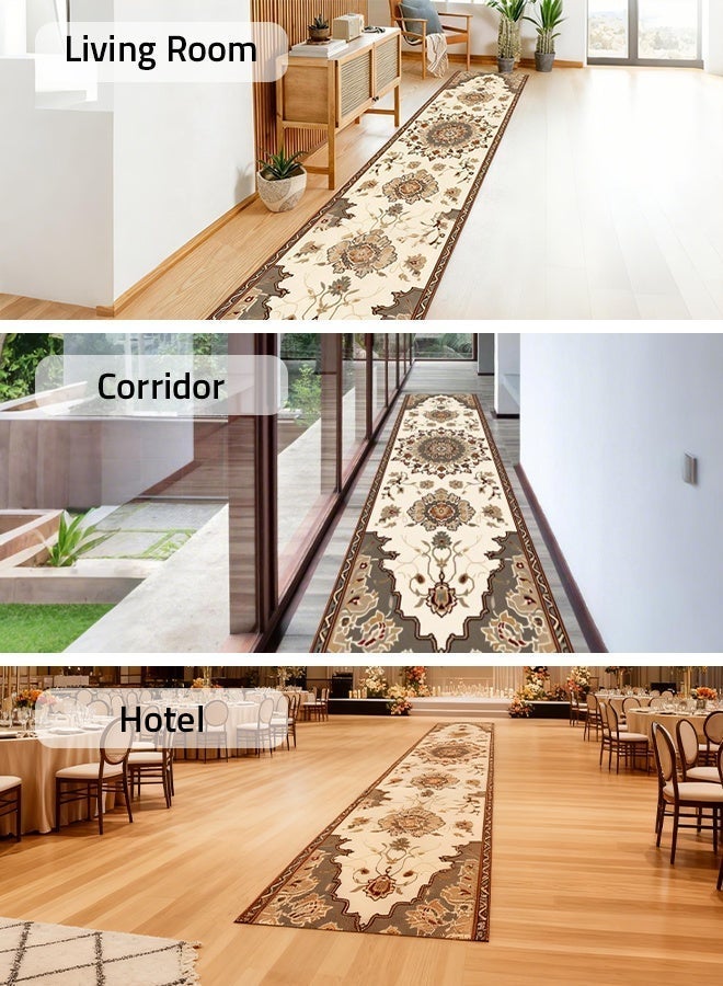 GOOTOY Ultra-Soft Vintage Persian Pattern Runner Rug - Extra Large Multicolor Traditional Geometric Design, Durable Non-Slip Carpet for Hallway, Living Room, Bedroom, Entryway Home Decor 240*50cm - Image 4