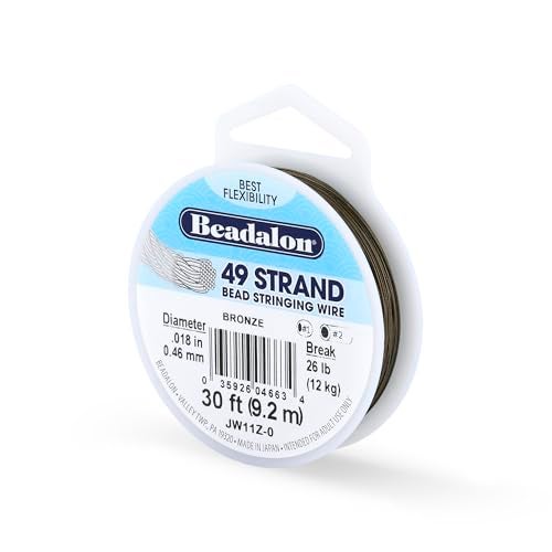 Beadalon 49 Strand Stainless Steel Bead Stringing Wire 018 in 046 mm Bronze 30 ft 92 m - Image 1