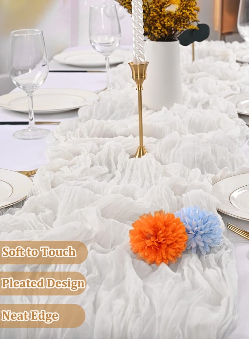 White Gauze Table Runner 4M Long Boho Cheesecloth Table Cloth Runner Sheer Table Runners for Wedding Baby Shower Party Decoration  - Image 2