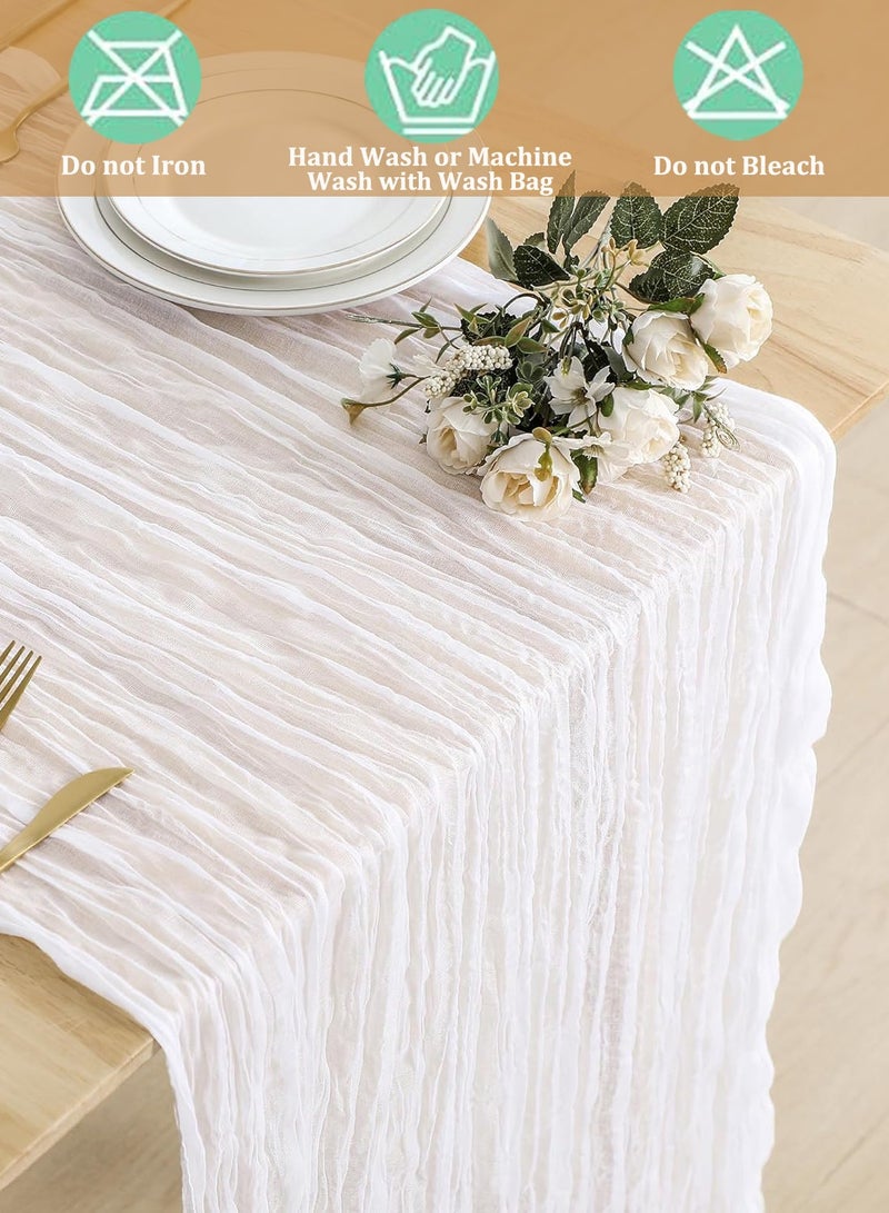 White Gauze Table Runner 4M Long Boho Cheesecloth Table Cloth Runner Sheer Table Runners for Wedding Baby Shower Party Decoration  - Image 3
